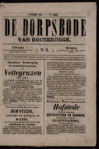 De Dorpsbode van Rousbrugge (1856-1857 en 1860-1862) 1861-10-03