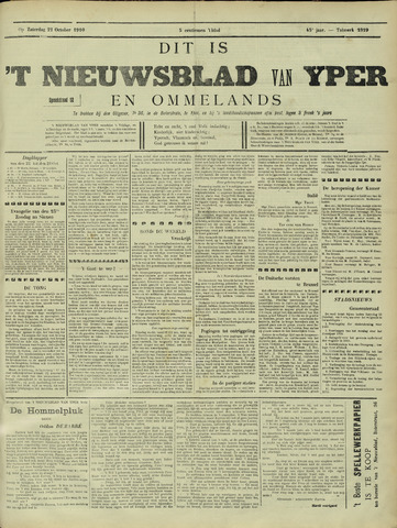 Nieuwsblad van Yperen en van het Arrondissement (1872 - 1912) 1910-10-22