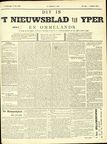 Nieuwsblad van Yperen en van het Arrondissement (1872 - 1912) 1910-06-11