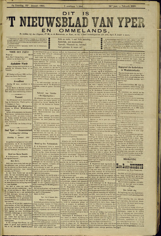 Nieuwsblad van Yperen en van het Arrondissement (1872 - 1912) 1901-01-12