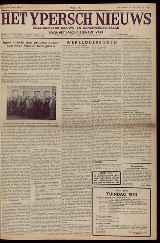 Het Ypersch nieuws (1929-1971) 1954-08-14