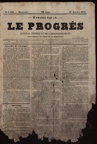 Le Progrès (1841-1914) 1874-01-18