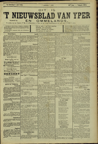 Nieuwsblad van Yperen en van het Arrondissement (1872 - 1912) 1906-07-07