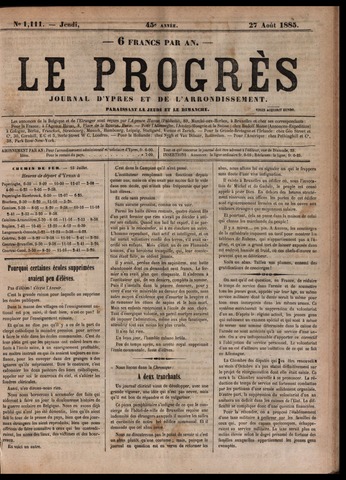 Le Progrès (1841-1914) 1885-08-27