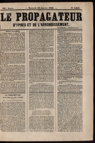 Le Propagateur (1818-1871) 1866-01-23
