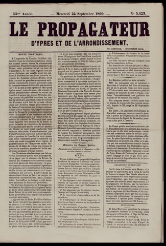 Le Propagateur (1818-1871) 1869-09-22