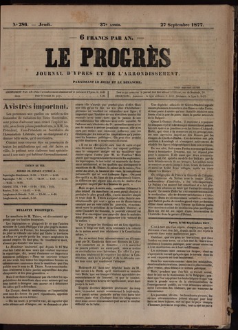 Le Progrès (1841-1914) 1877-09-27