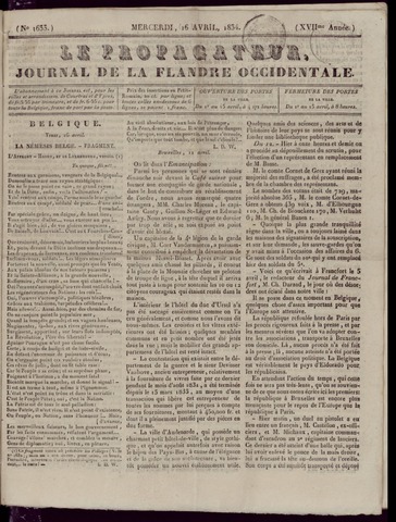 Le Propagateur (1818-1871) 1834-04-16