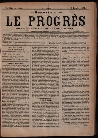 Le Progrès (1841-1914) 1881-02-03