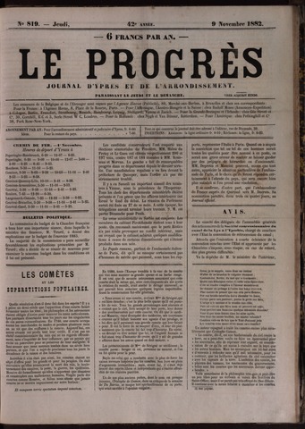 Le Progrès (1841-1914) 1882-11-09