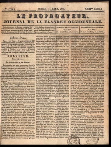 Le Propagateur (1818-1871) 1835-03-14