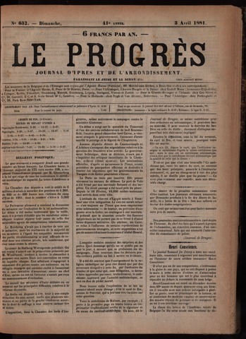 Le Progrès (1841-1914) 1881-04-03