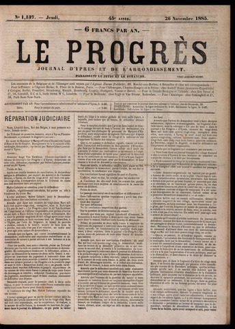 Le Progrès (1841-1914) 1885-11-26