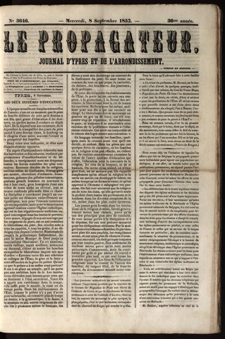 Le Propagateur (1818-1871) 1852-09-08