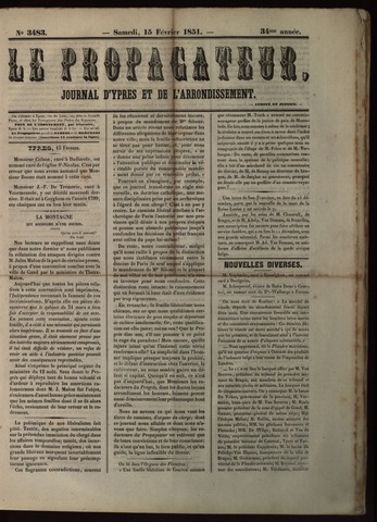 Le Propagateur (1818-1871) 1851-02-15