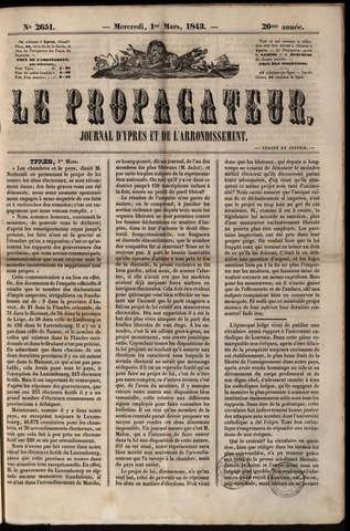 Le Propagateur (1818-1871) 1843-03-01