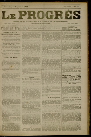 Le Progrès (1841-1914) 1911-09-17