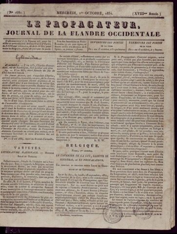 Le Propagateur (1818-1871) 1834-10-01