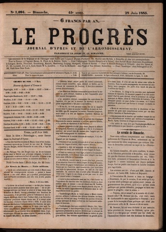 Le Progrès (1841-1914) 1885-06-28