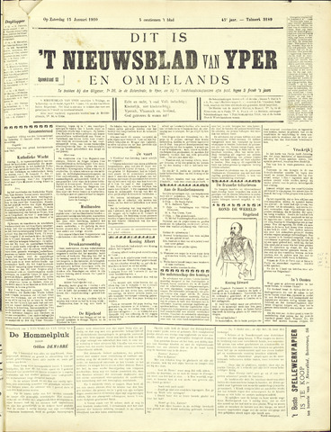 Nieuwsblad van Yperen en van het Arrondissement (1872-1912) 1910-01-15