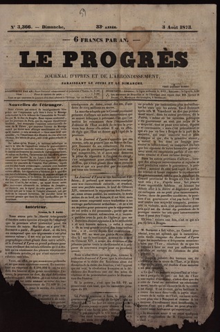 Le Progrès (1841-1914) 1873-08-03