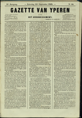 Gazette van Yperen (1857-1862) 1858-09-11