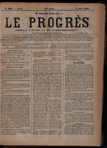 Le Progrès (1841-1914) 1881-04-07