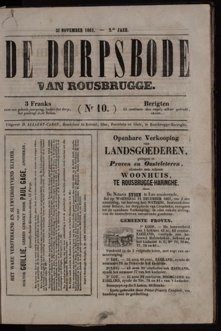 De Dorpsbode van Rousbrugge (1856-1857 en 1860-1862) 1861-11-21