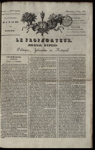 Le Propagateur (1818-1871) 1830-09-01