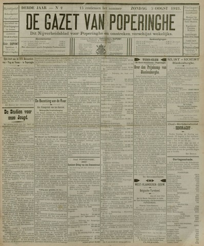 De Gazet van Poperinghe  (1921-1940) 1923-08-05