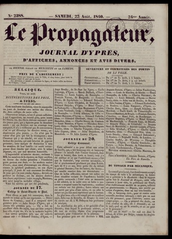 Le Propagateur (1818-1871) 1840-08-22
