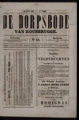 De Dorpsbode van Rousbrugge (1856-1857 en 1860-1862) 1862-07-24