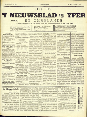 Nieuwsblad van Yperen en van het Arrondissement (1872-1912) 1910-07-02