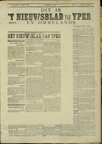 Nieuwsblad van Yperen en van het Arrondissement (1872 - 1912) 1909-03-20