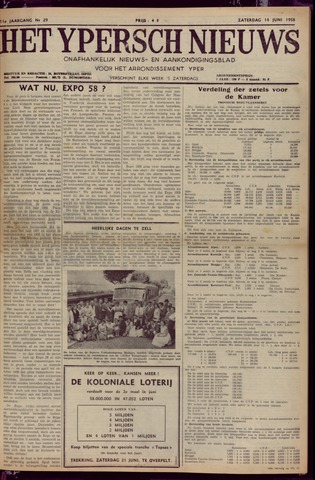 Het Ypersch nieuws (1929-1971) 1958-06-14