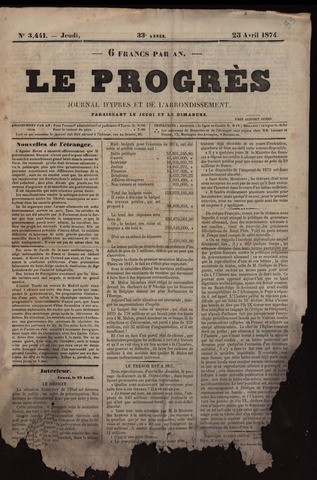 Le Progrès (1841-1914) 1874-04-23