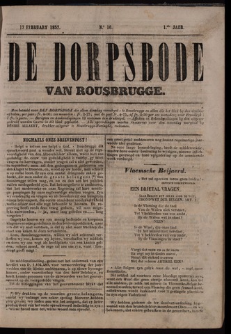 De Dorpsbode van Rousbrugge (1856-1857 en 1860-1862) 1857-02-17