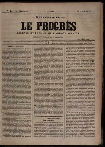 Le Progrès (1841-1914) 1877-04-22