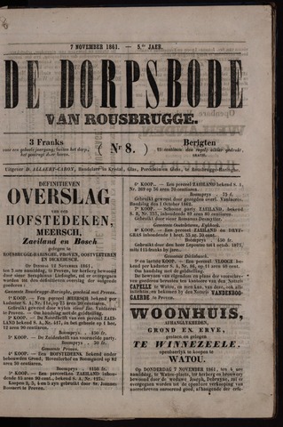 De Dorpsbode van Rousbrugge (1856-1857 en 1860-1862) 1861-11-07
