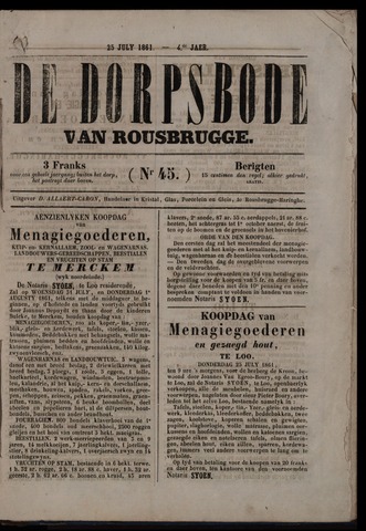 De Dorpsbode van Rousbrugge (1856-1857 en 1860-1862) 1861-07-25