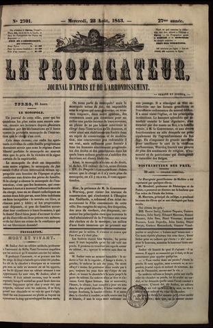 Le Propagateur (1818-1871) 1843-08-23