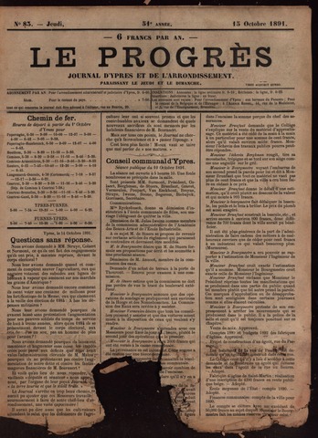Le Progrès (1841-1914) 1891-10-15