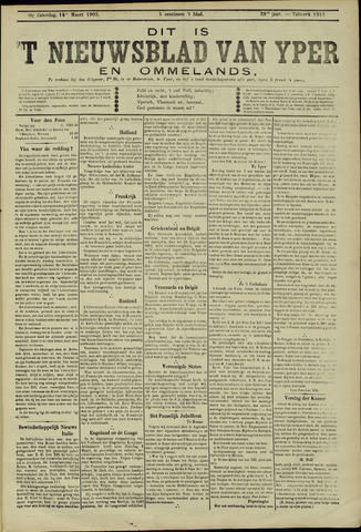 Nieuwsblad van Yperen en van het Arrondissement (1872-1912) 1903-03-14