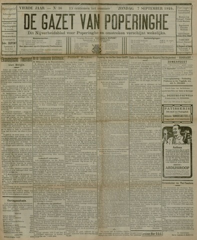 De Gazet van Poperinghe  (1921-1940) 1924-09-07