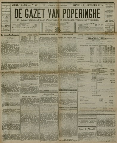 De Gazet van Poperinghe  (1921-1940) 1924-10-12