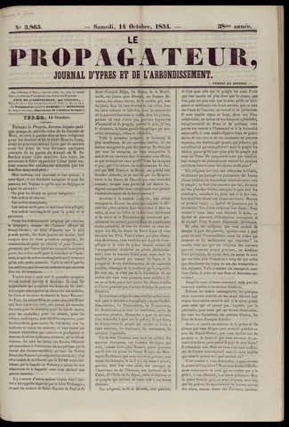 Le Propagateur (1818-1871) 1854-10-14