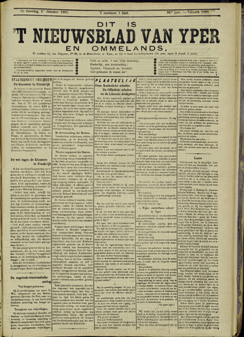 Nieuwsblad van Yperen en van het Arrondissement (1872 - 1912) 1901-10-05