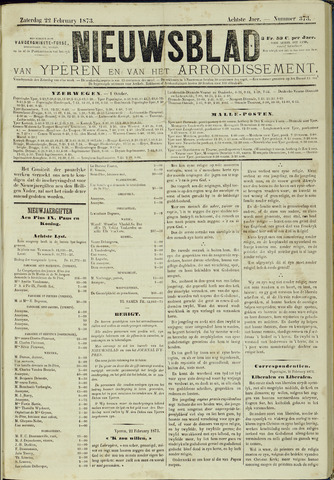 Nieuwsblad van Yperen en van het Arrondissement (1872-1912) 1873-02-22
