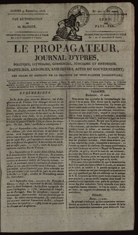Le Propagateur (1818-1871) 1826-09-09