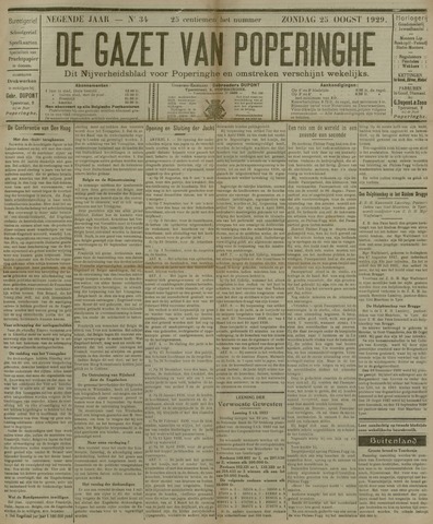 De Gazet van Poperinghe  (1921-1940) 1929-08-25